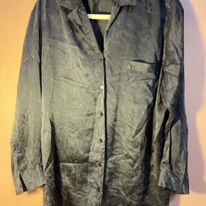 Victory Secrets Oversized Washed Black Button-Up sleep Shirt L